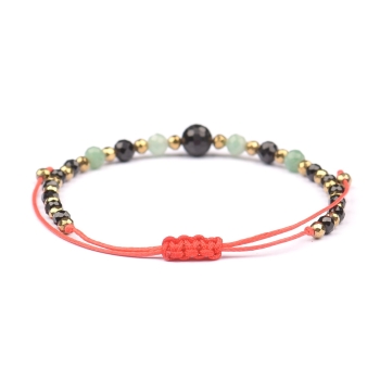 Bransoletka celebrytka czarny TURMALIN SZMARAGD HEMATYT ochrona i optymizm